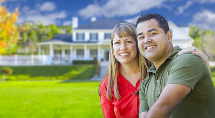 Image showing Happy Mixed Race Couple in Front of House