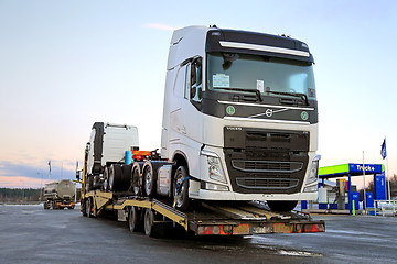 Image showing New Volvo FH Trucks Transported on a Semi Trailer