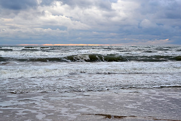 Image showing Waves of the Black Sea. Cloudy weather.