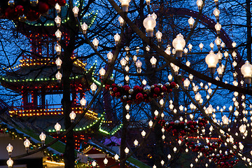 Image showing Illuminations at Christmas at the Tivoli in Copenhagen