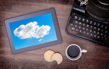 Image showing Cloud-computing connection on a digital tablet pc