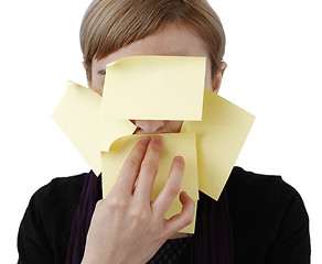 Image showing Woman and post it