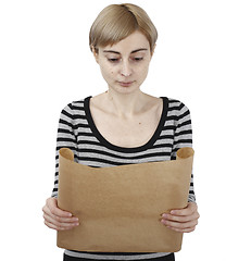 Image showing Woman holding a paper