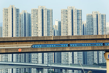 Image showing sky train and track system in a modern neighborhood