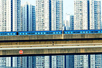 Image showing sky train and track system in a modern neighborhood