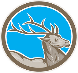 Image showing Deer Stag Buck Head Circle Retro