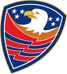 Image showing American Bald Eagle Head Flag Shield Retro