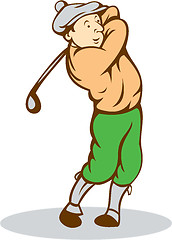 Image showing Golfer Swinging Club Cartoon