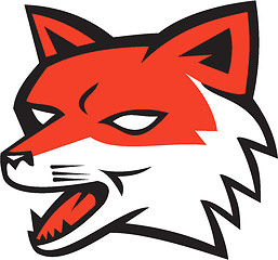 Image showing Red Fox Head Growling Retro