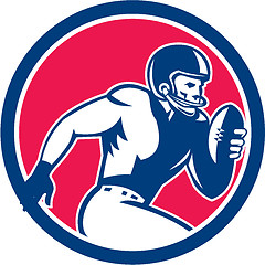 Image showing American Football Player Running Circle Retro