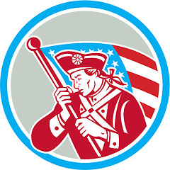 Image showing American Patriot Soldier Waving Flag Circle