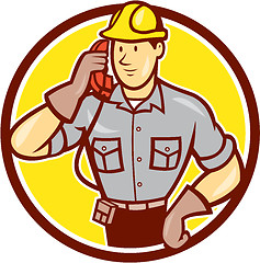 Image showing Telephone Repairman Phone Circle Cartoon 