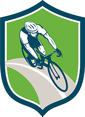 Image showing Cyclist Bicycle Rider Shield Retro