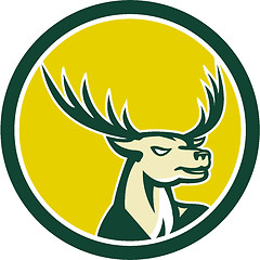 Image showing Deer Stag Buck Head Circle Retro