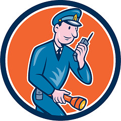 Image showing Policeman Torch Radio Circle Cartoon