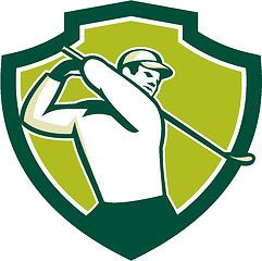 Image showing Golfer Tee Off Golf Shield Retro