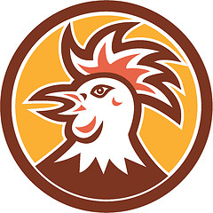 Image showing Cockerel Rooster Head Circle Retro