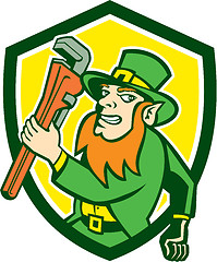 Image showing Leprechaun Plumber Wrench Running Shield