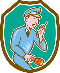 Image showing Policeman Torch Radio Shield Cartoon