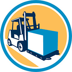 Image showing Forklift Truck Box Circle Retro