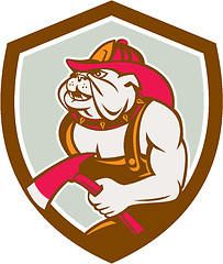 Image showing Bulldog Fireman With Axe Shield Retro