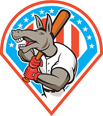 Image showing Donkey Baseball Player Batting Diamond Cartoon