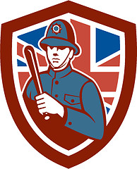 Image showing British Bobby Policeman Truncheon Flag Shield Retro