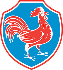 Image showing Chicken Rooster Side Shield Woodcut