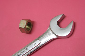 Image showing Spanner and nut