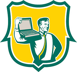 Image showing Computer Geek Technician Laptop Shield Retro