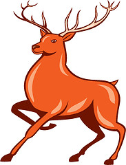 Image showing Red Stag Deer Side Marching Cartoon