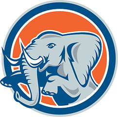 Image showing Elephant Prancing Front Circle Retro