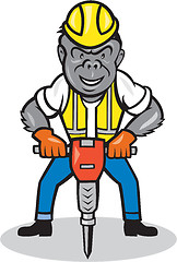 Image showing Gorilla Construction Jackhammer Cartoon