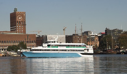 Image showing Ferry at Oslo harbour