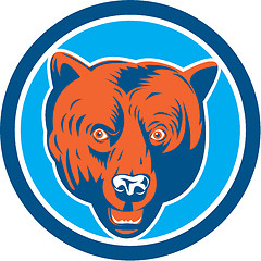 Image showing Grizzly Bear Head Front Circle Retro