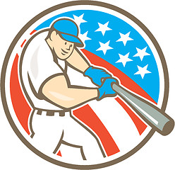 Image showing American Baseball Player Batting Circle Cartoon