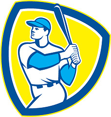 Image showing Baseball Batter Hitter Bat Shield Retro