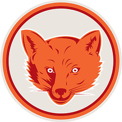 Image showing Red Fox Head Front Circle Retro