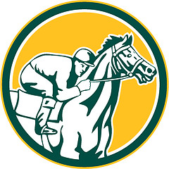 Image showing Jockey Horse Racing Circle Retro