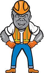 Image showing Angry Gorilla Construction Worker Cartoon
