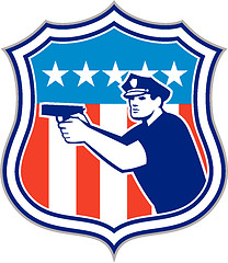 Image showing Policeman With Gun American Flag Shield Retro