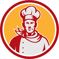 Image showing Baker Chef Cook Bust Front Circle Retro