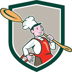 Image showing Chef Cook Marching Spoon Shield Cartoon