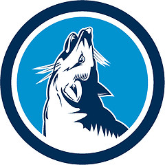 Image showing Red Fox Head Howling Circle Retro