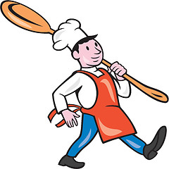 Image showing Chef Cook Marching Spoon Cartoon