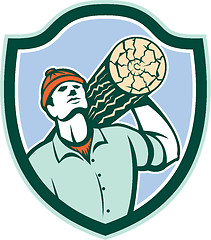 Image showing Logger Forester Carry Log Shield Retro