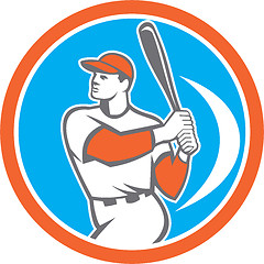 Image showing Baseball Batter Hitter Bat Circle Retro