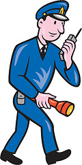 Image showing Policeman Torch Radio Cartoon