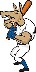 Image showing Donkey Baseball Player Batting Cartoon
