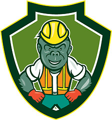 Image showing Angry Gorilla Construction Worker Shield Cartoon